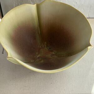 Alan & Brenda Newman Bowl Ceramic Works Petal Shaped Great Glaze Signed